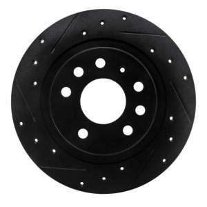 Cadillac BLS Brake Rotor (1) - Rear Left - R1 Concepts - Drilled & Slotted - Black - `03-`11